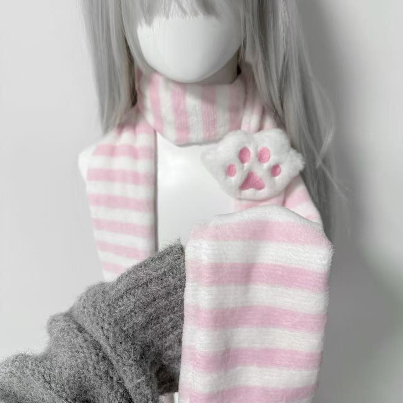 Cat Claw Bark - Cachecol Kawaii com Decoração de Pata
