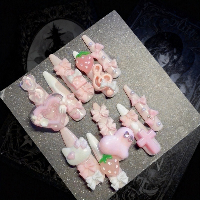 10PCS Unhas Postiças Stiletto  - Cat Claw Bark avaliação e preço