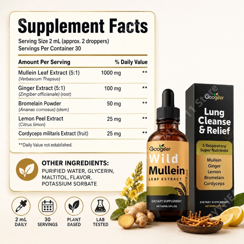 Gotas Líquidas de Mullein, Mis - Herbal Wellness Drops avaliação e preço